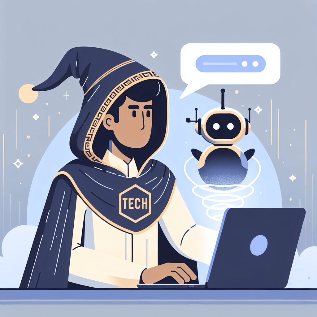 Mago moderno con asistente digital